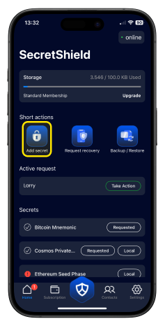 SecretShield Add Secret Screenshot
