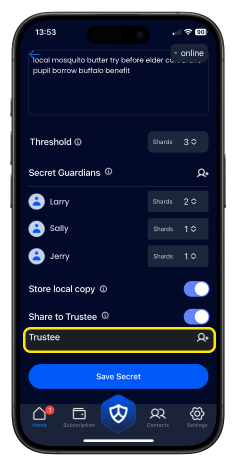 SecretShield Add Contact Screenshot