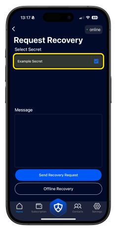 SecretShield Request Recovery Screenshot