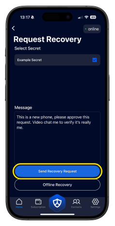 SecretShield Request Recovery Screenshot