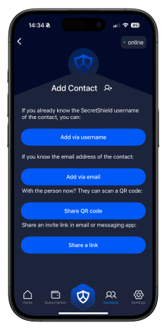 SecretShield Approved Contacts Screenshot