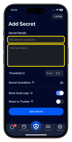 SecretShield Add Contact Screenshot